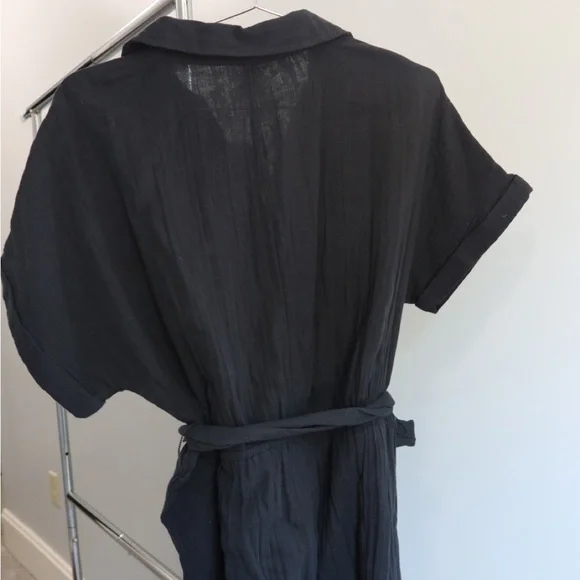Pact Black Button-Front Jumpsuit with Tie Waist - Picture 6 of 7